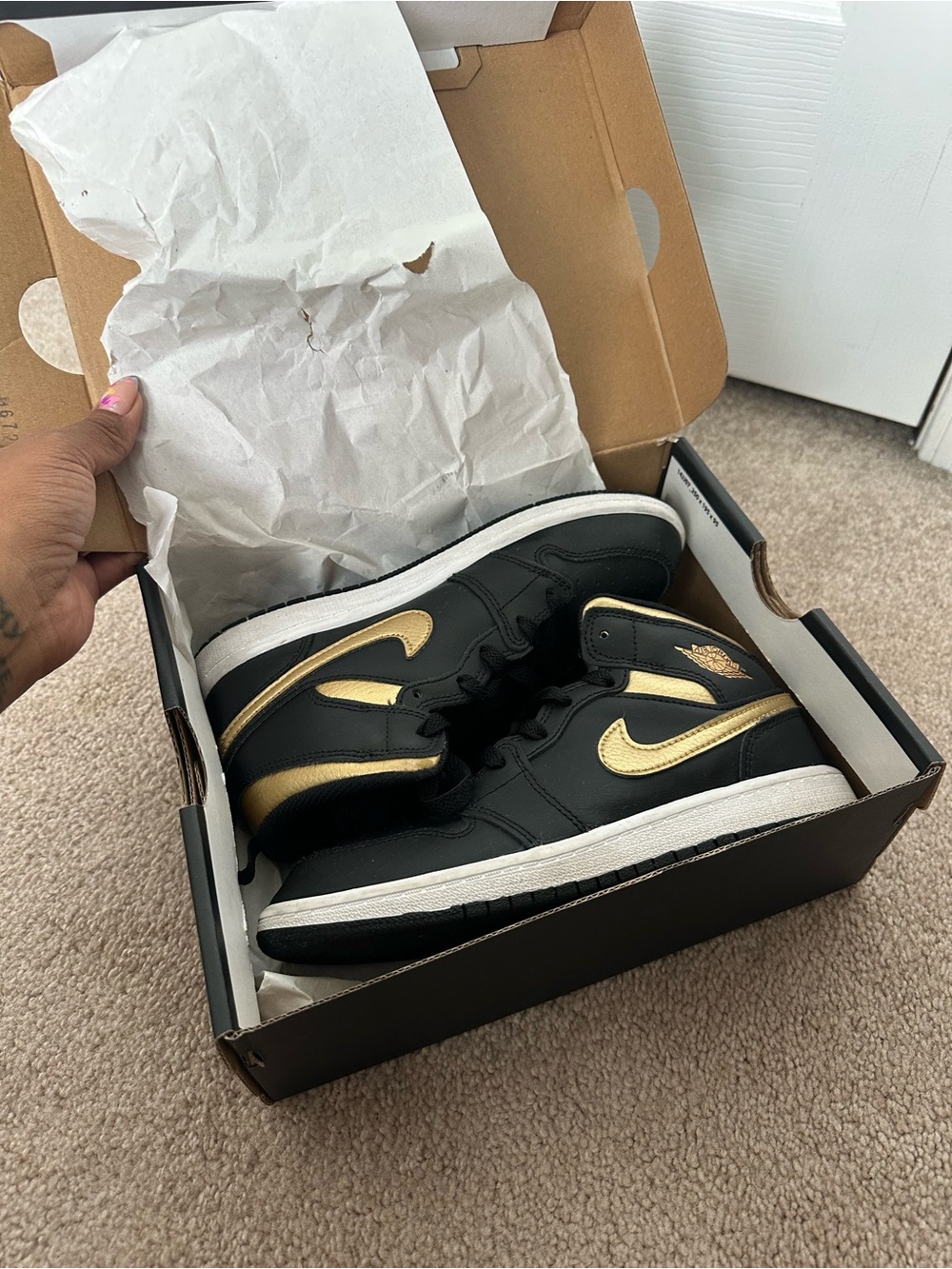 Jordan 1 Kids Mid-Top Sneakers - Black/Gold